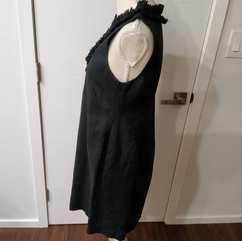Kate Spade Linen Bonnie Black Sleeveless Dress with Ruffle Trim Size M